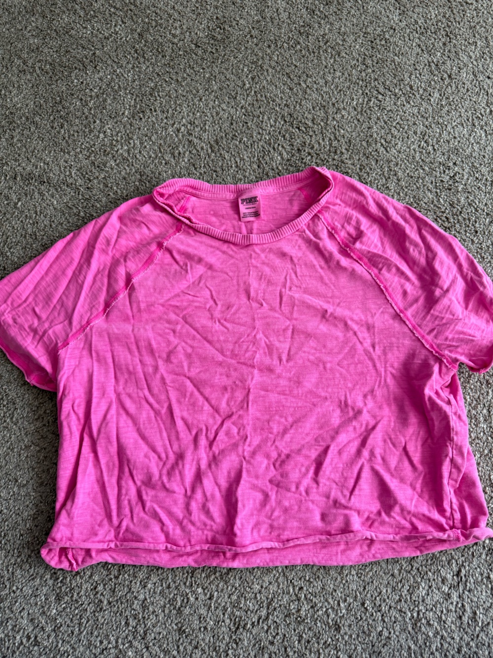 PINK VS Women’s Hot Pink Cropped Short Sleeve Tee